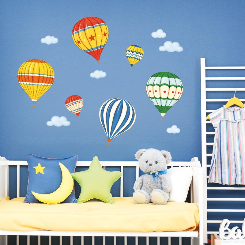 DECOWALL DS-8011 Colourful Hot Air Balloons Kids Wall Stickers Wall Decals Peel and Stick Removable Wall Stickers for Kids Nursery Bedroom Living Room (Small) d?cor - Image 3